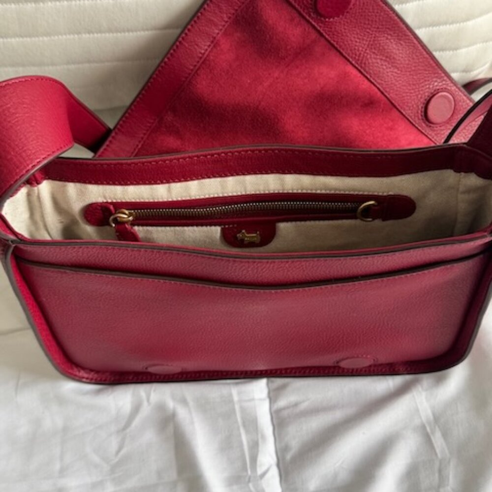 Red Radley London Medium Westwell Lane Flapover Crossbody in Cranberry Leather - Picture 4 of 9